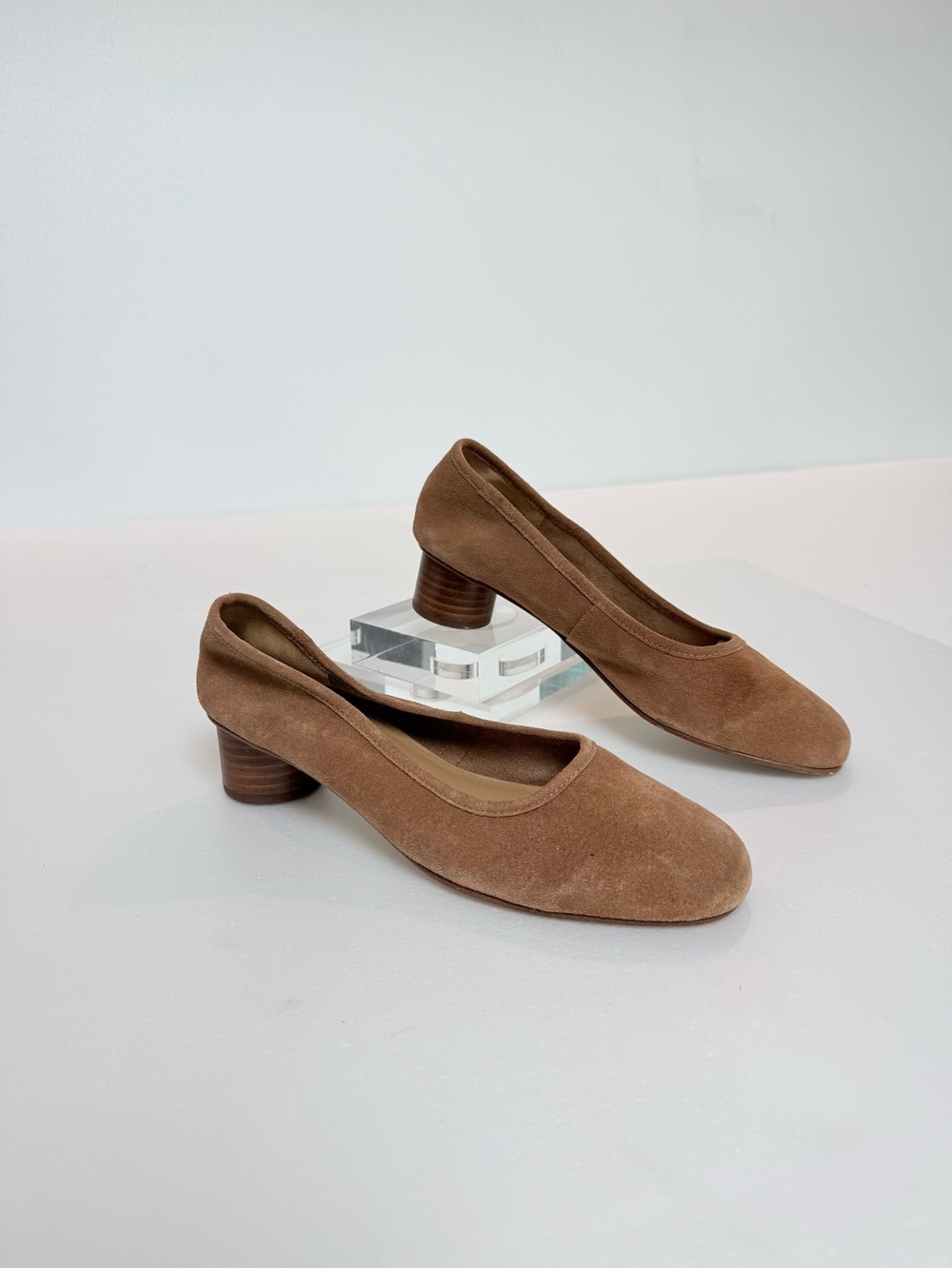 Soludos Ballerina Pumps Tan Suede Block Heel Shoes Women’s 8.5